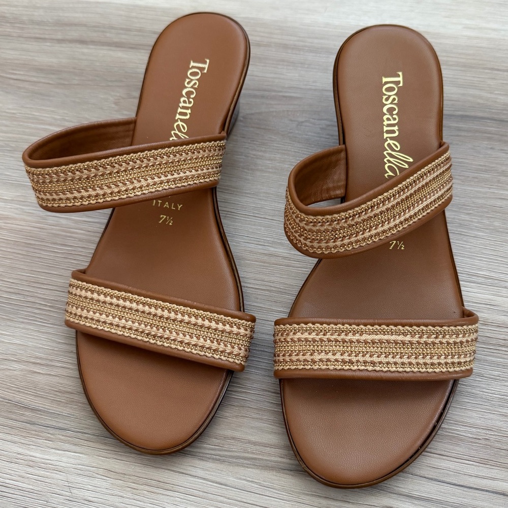 Toscanella Wedge Sandals Gold & Brown
